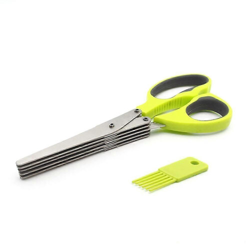 5-layer stainless steel scissors, herb and spice scissors, kitchen tools with cleaning comb