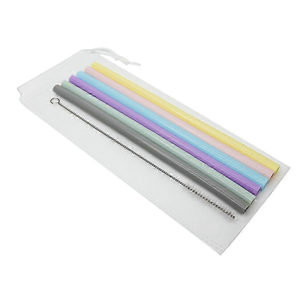 Pcs Silicone Straws for Juice Milk Tea Cocktail Straight Tube Environmental Protection Reusable Thick Tube Straws Cleaning Brush Bag