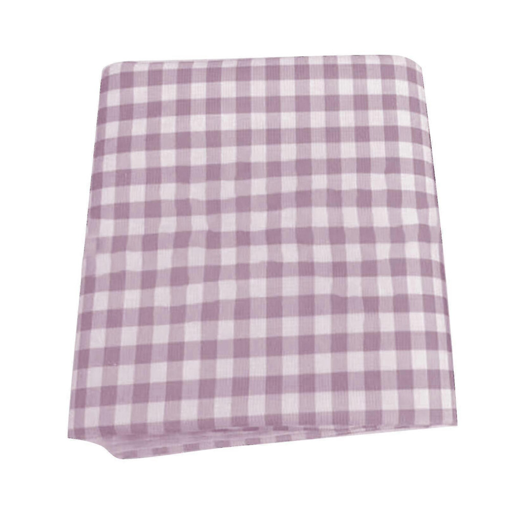 (M-Light Purple) Multi-purpose, dust-proof and stain-resistant checkered tablecloth for home, cafes, restaurants, QingHai