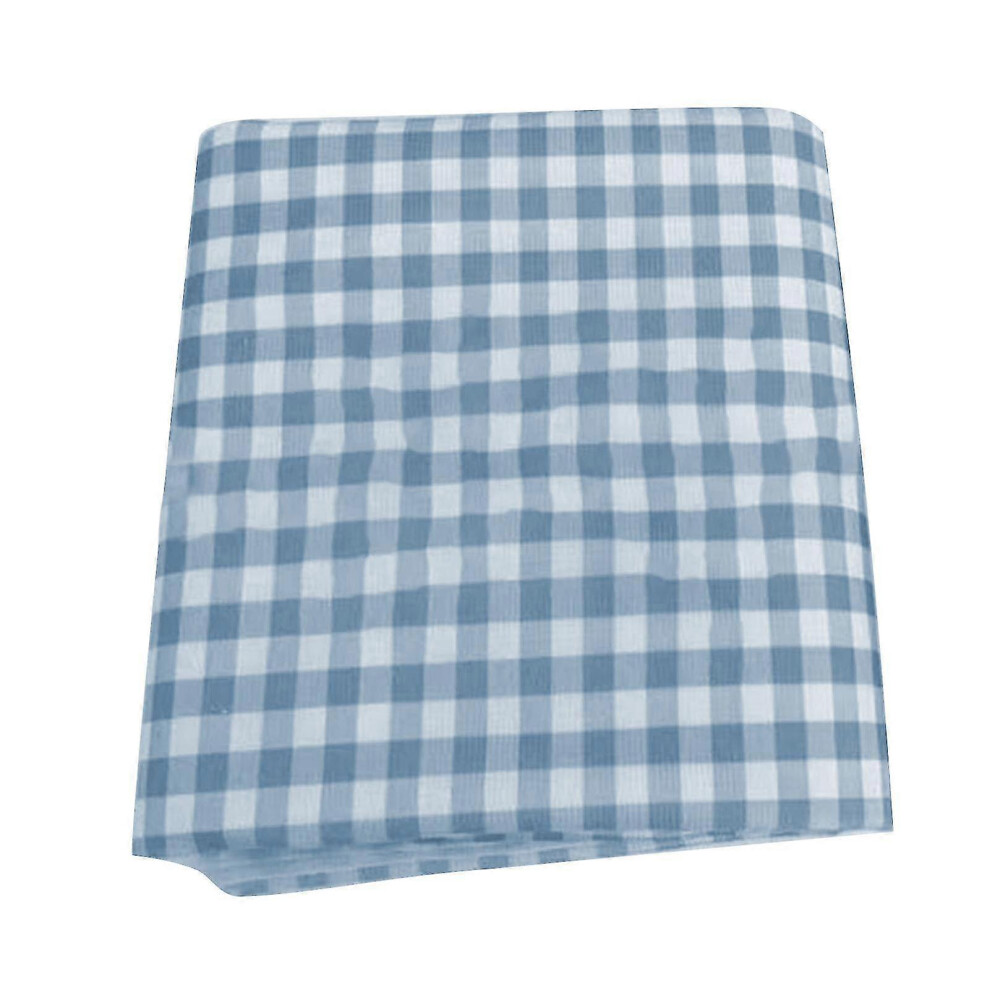 (M-Light Blue) Multi-purpose, dust-proof and stain-resistant checkered tablecloth for home, cafes, restaurants, QingHai