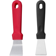 Pack Small Grill Scrapers, Straight and Curved Metal Spatulas for Outdoor BBQ, Cleaning Rigid Grill Pans