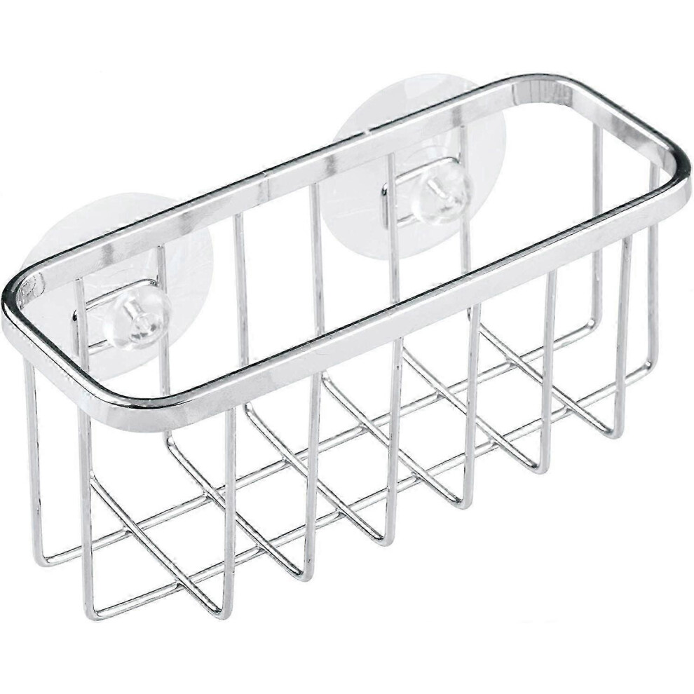 Metal sink sponge holder with compact design, stainless steel storage shelf for quick water drainage, drainer with rust-proof material,
