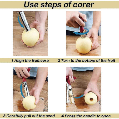 (White Green) 2 in 1 Apple Corer, Stainless Steel Apple Corer Tool 2