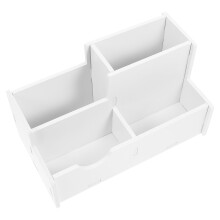 1St PVC Desktop Box Wit Multifunctionele Pennendoos Voor Bureauopslag