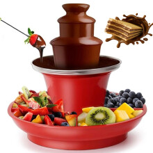 Stainless Steel Electric Chocolate Fondue Fountain Machine 3-Tier Fondue Set Detachable Tray 200g Capacity For Parties