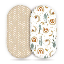 Fitted Bassinet Sheets 2 Pack, Stretchy Ultra Soft, Universal Fit For Rectangle Oval Hourglass Bassinet, Rainbow Print