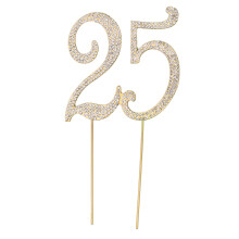 25er cake topper 25. kristall-strass tortenaufleger gold