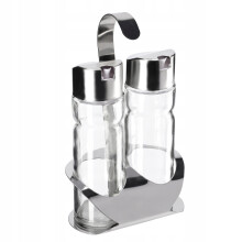 KADAX Glasflasche für Olivenöl und Essig, 2 x 100 ml, Öl-Essig-Set + Ständer