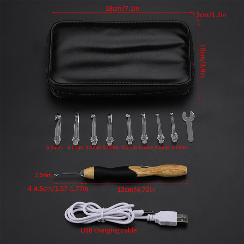 9 in 1 Rechargeable LED Crochet Hooks Set with Silicone Handle 1