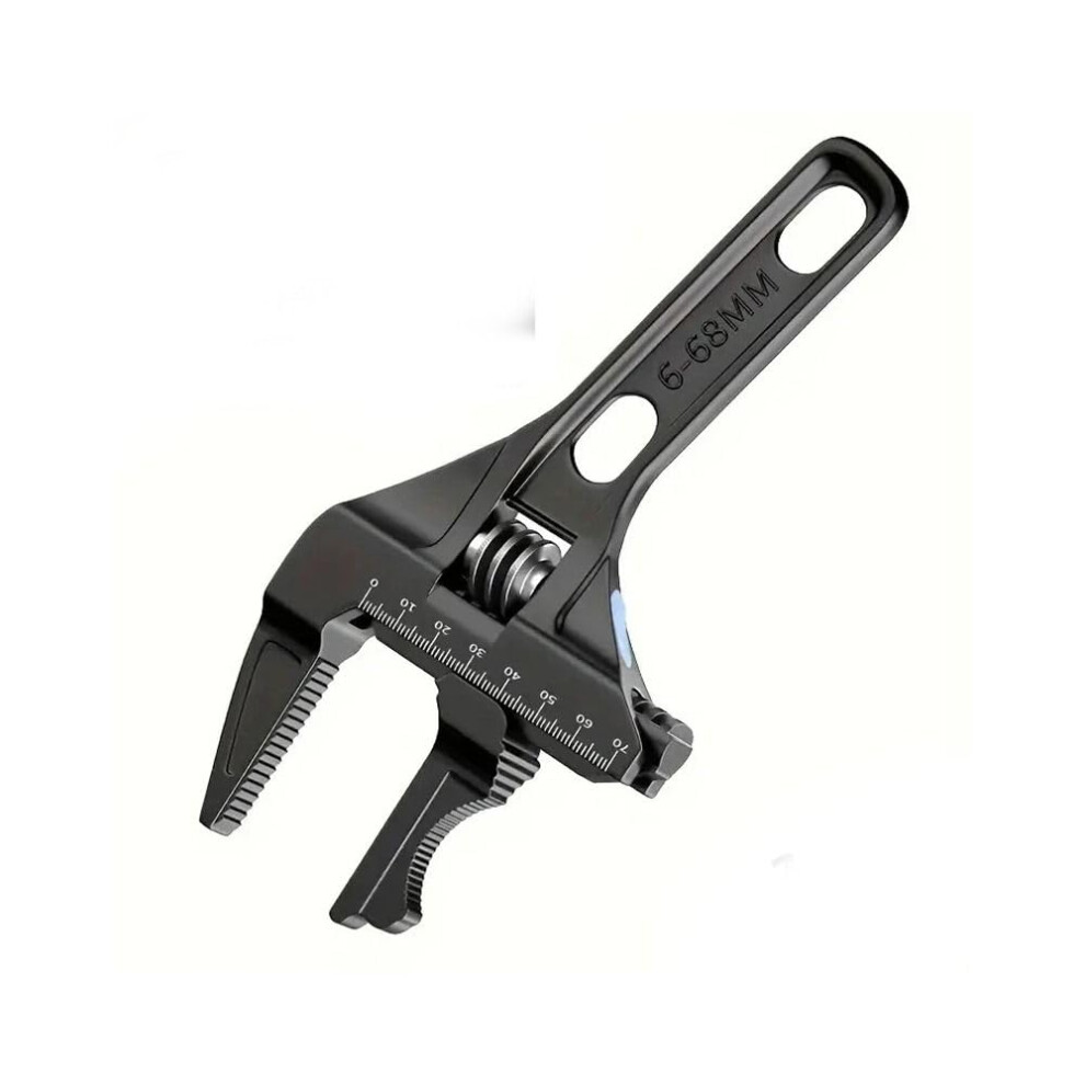 Adjustable Spanner Wrench 6-68Mm Aluminium Alloy Short-Handle Plumbing Tool For Tight Spaces Black 9016109150998