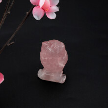 Rosaquarz Eule Statue aus Kristall, Heilende Dekoration, 2 Zoll