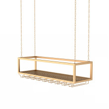 Industrial Ceiling Shelf Height Adjustable Goblet Stemware Holder 1m Iron Chain Gold 80cm Iron Pipe Bar Storage Rack