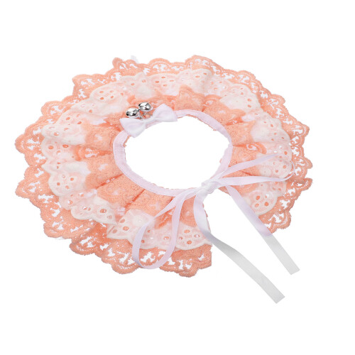 Collier Chat En Dentelle Rose Avec Tissu
