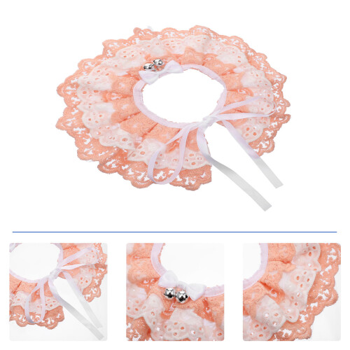 Collier Chat En Dentelle Rose Avec Tissu 1