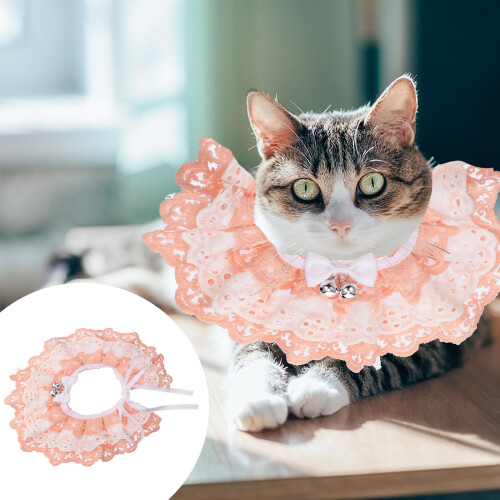 Collier Chat En Dentelle Rose Avec Tissu 2