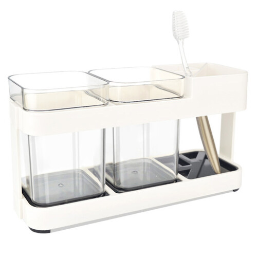 Plastic Washing Set With Tooth Cup Brush Paste Rack Gargle Cup Double 1