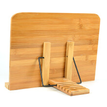 bamboo book holder 28x20cm with tray and clips, portable hands-free stand