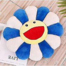 Flower Plush Pillow, Sunflower Pillow Soft Cozy Smiley Cushion Colorful Sunflower Plush Toy Home Bedroom (blue, 21.6"/55cm)