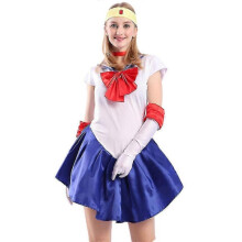 (M) Aino Minako Sailor Venus Women's Sailor Moon Cosplay Party Costume Outfit Set Uniform Dress