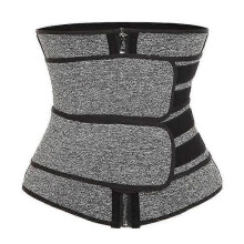 (M, Gray) Waist Trimmer Belt Women Sauna Suit Sweat Wrap Trainer Slimming Cincher Body Shaper