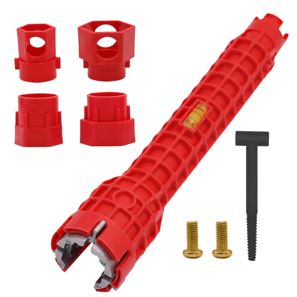 Faucet Wrench Tool, Red Tap Spanner, Adjustable Plumbers Wrench, Kitchen And Toilet Bowl Plumbing Tool, Universal Fit 9354506005542