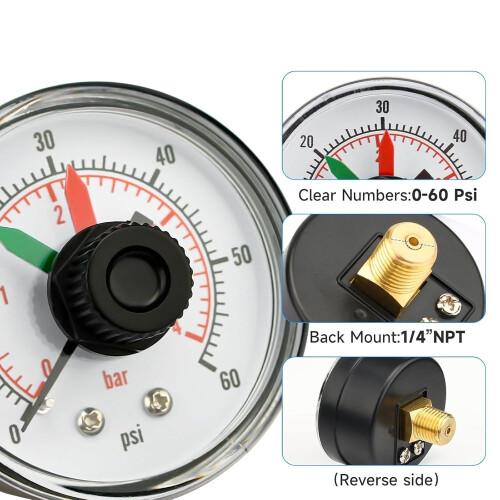 Pressure Indicators Replacement For Pool And Spa Sand Gauge Systems, Easy Installation, Accurate Readout 2