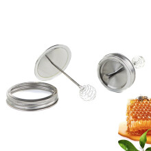 Honey Dipper Lid, Stainless Steel Detachable Lid for Regular-Mouth Mason Jars 70mm, Honeycomb Cover Band