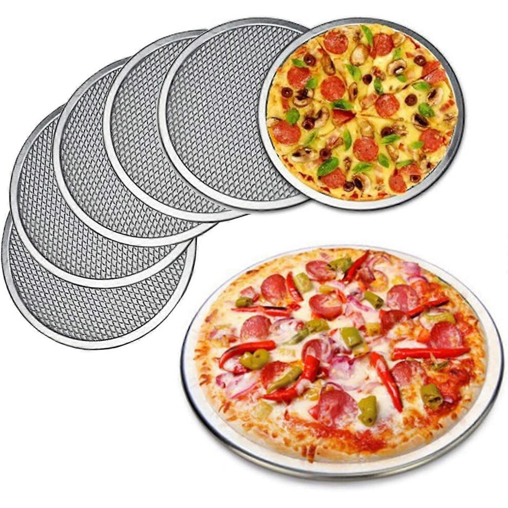 6 Pack 15cm Round Aluminum Alloy Pizza Pan with Holes Commercial Grade Oven Pizza Tray Round Pizza Pan for Home