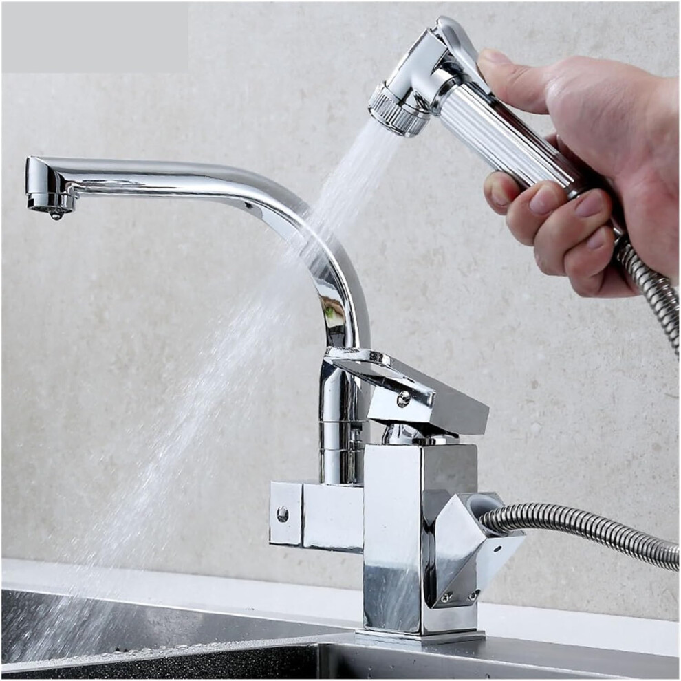 Pull-Out Kitchen Sink Faucet Booster Sprayer Multifunction Hot And Cold Mixer Tap Midnight Black Two Mode Water Outlet Cromo A Pull-Out Sprayer 9016109152282