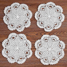 Handmade Crocheted Cotton Placemats, Lace Placemats, Coasters, 20cm, 4pcs (White), 2024
