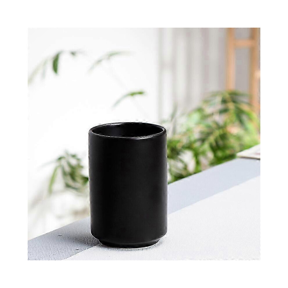 Housewares Toothbrush Tumbler - Glazed Ceramic Bathroom Tumbler - Black