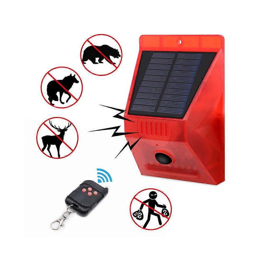 Kikidex (As Show, One Size) Solar Strobe With Remote Controller Motion Detector Outdoor Alarm 129Db Sound Security Siren Ip65 Waterproof Pro Light