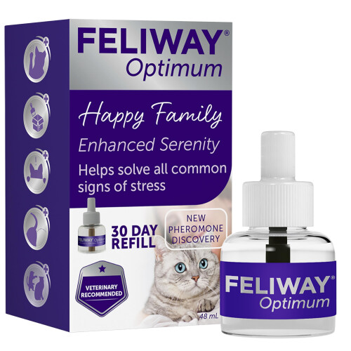 Feliway FELIWAY Optimum 30 Day Cat Calming Odourless Refill for Pheromone Diffuser, 48ml