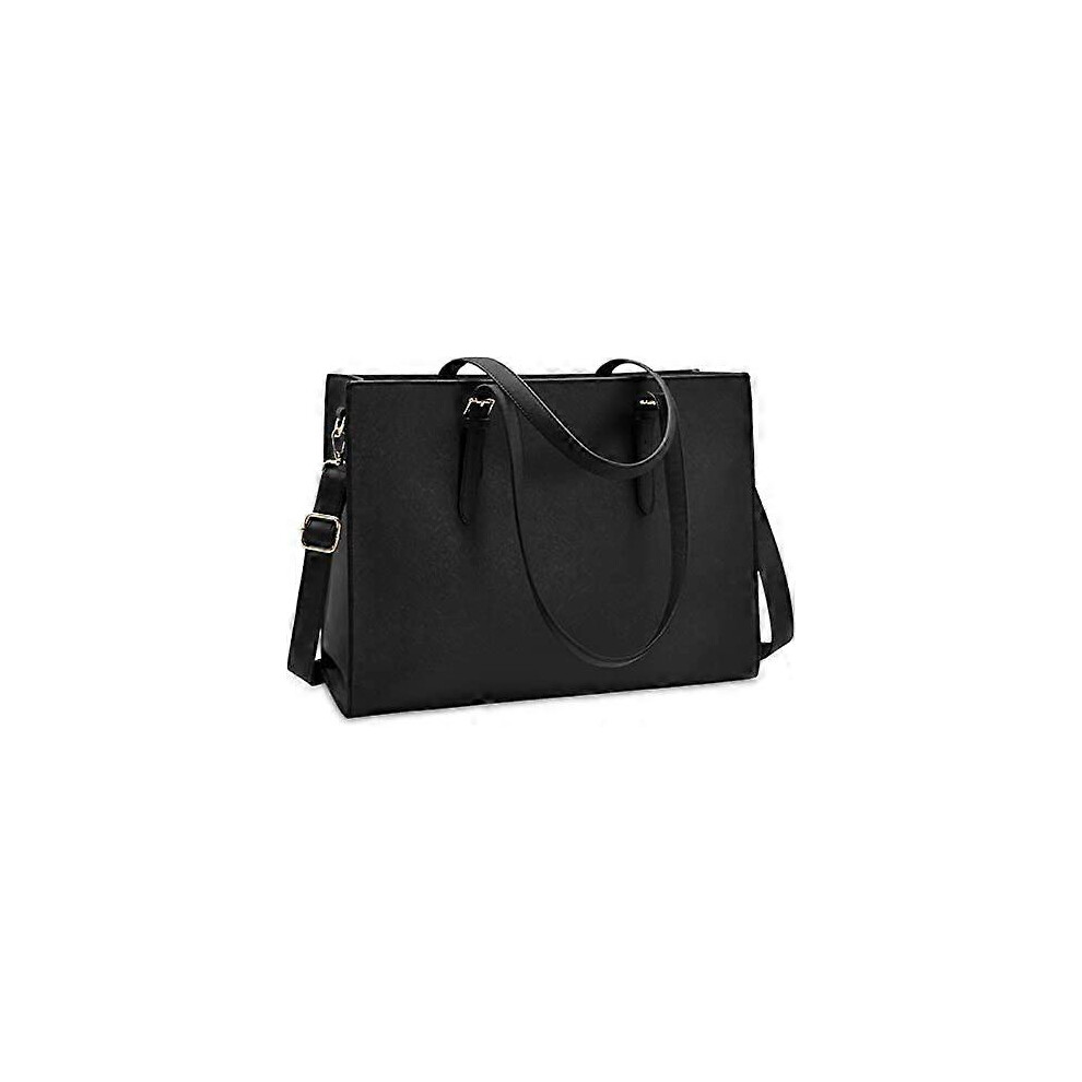 Kikidex (As Show, One Size) Women's Laptop Bag Waterproof Lightweight Leather 15.6 Inch Laptop Handbag Business Office Briefcase Work Bag Black