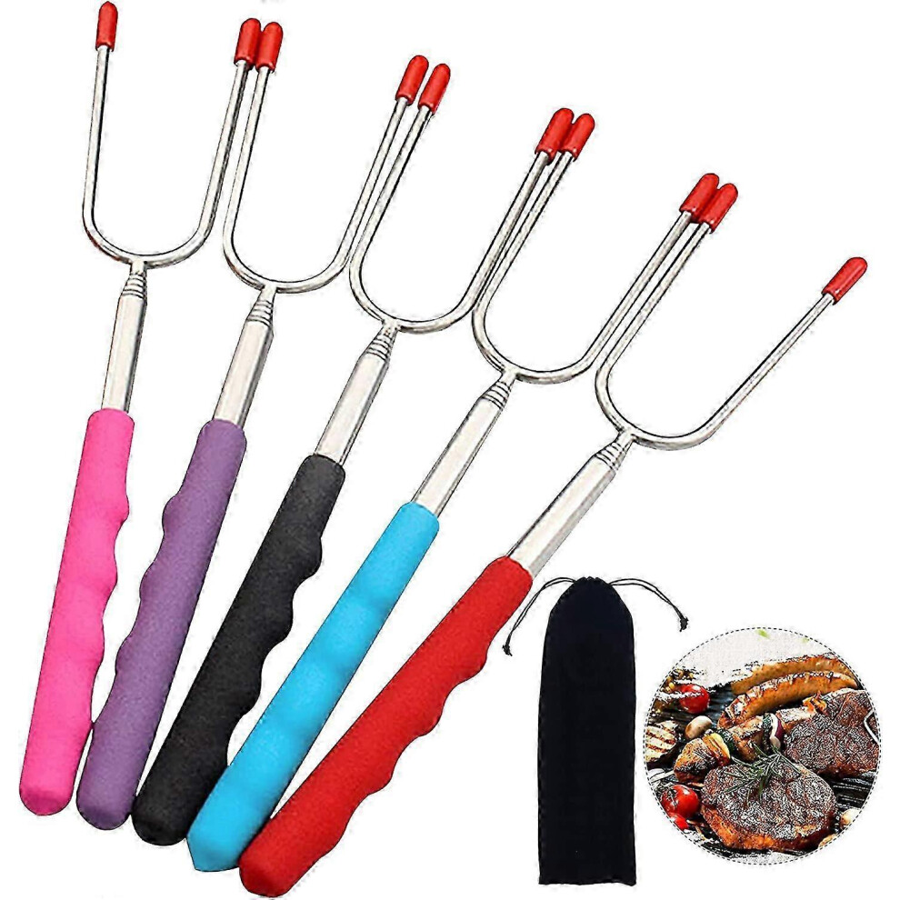 Pcs Telescopic BBQ Forks, Marshmallow Forks, Stainless Steel Roasting Sticks for Camping Fireplace and Sausage Grill
