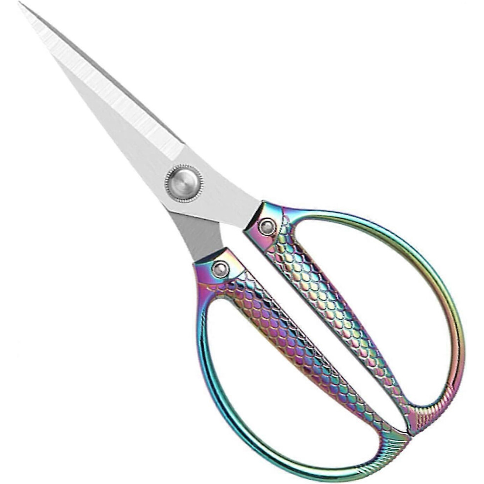 Kitchen Scissors, Heavy Duty Stainless Steel Kitchen Shears for Poultry, Fish, Meat, Vegetables, Herbs, Beautiful Forged Rainbow Titanium Coating