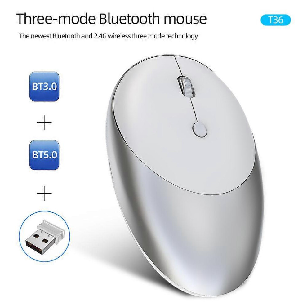 Kikidex (As Show, One Size) New Wireless Bluetooth Three Mode Mouse Rechargeable 2.4G Silent Key Wireless Mouse Pc