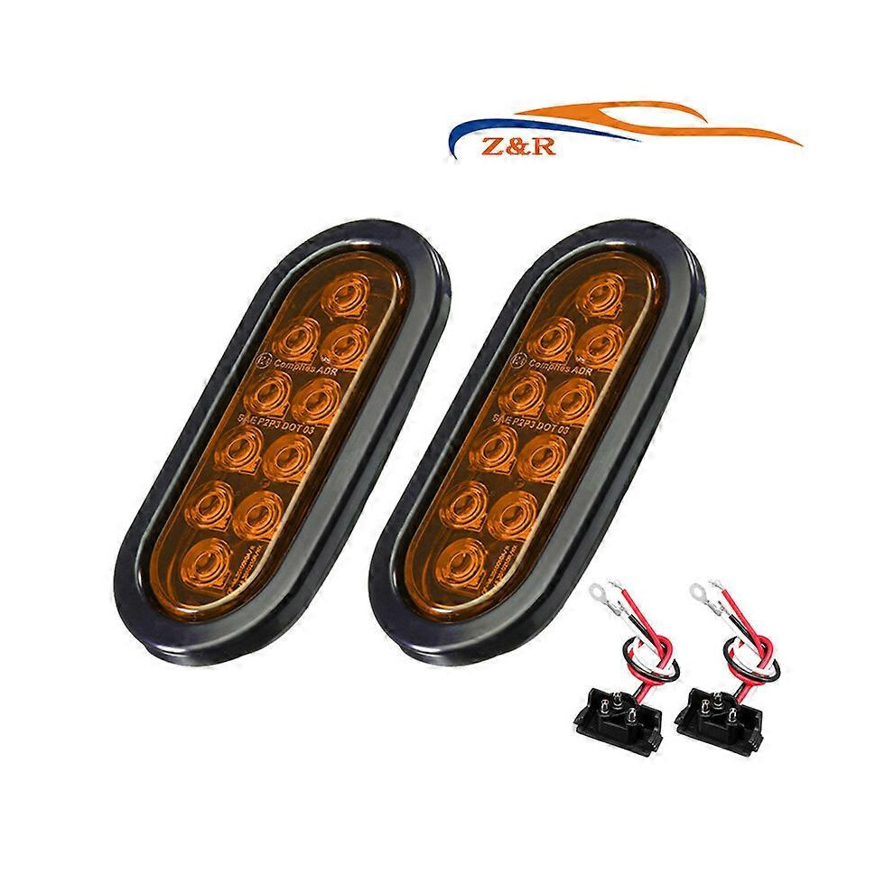 Kikidex (As Show, One Size) Tl-01 6" Oval Red Led Tail 2Pcs W/Surface Mount Grommets Plugs Ip65 Waterproof Stop Brake Turn Trailer Lights For Rv Truck Je