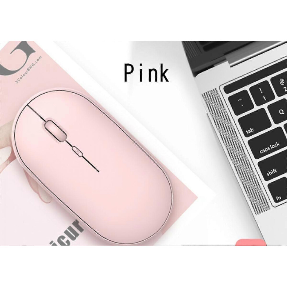 Kikidex (As Show, One Size) Bluetooth Mouse Charging Dual-Mode Mouse Mute And Fresh, Suitable For Desktop, Laptop, Mobile Phone, Tablet, Ipad Pink
