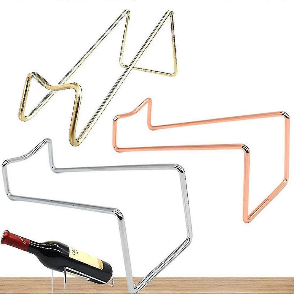 (Gold) Creative Red Wine Rack Simple Stainless Steel Wine Bottle Display Stand for Home Store Beautifully Processed 3pcs