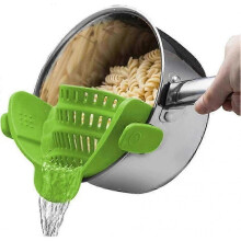 New product,Drain aid Kitchen sieve with clamp, pot and pan sieve Kitchen sieve, silicone sieve for pots, pans jjm