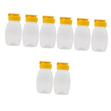 8pcs Reusable Honey Squeeze Bottles Leakproof Dispenser For Sauces Home/Restaurant Use 10.20x5.20x4.00cm Transparent