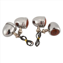 4Pc Chrome Turn Signal Light Led Motor Lamp Bulb F