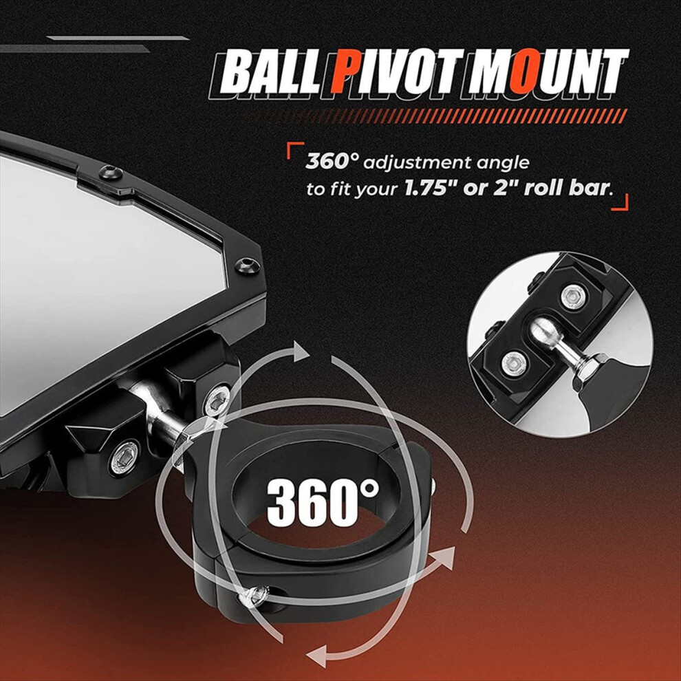Atv Utv Adjustable Rearview Mirror Lights 1.75 In 4851770256519
