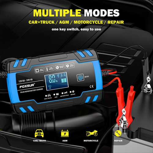 Car Battery Charger 12V 8A 24V 4A Automatic Pulse 2