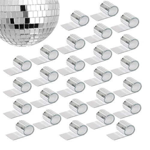 26 PCS Mirror Mosaic Tiles Self Adhesive Disco Bal 1