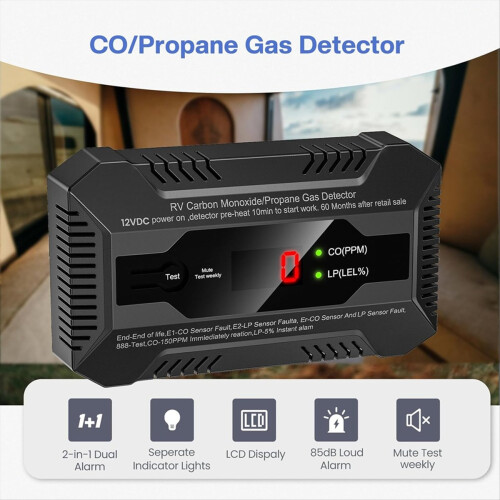 RV Carbon Monoxide and Propane Gas Detector, Dual 2