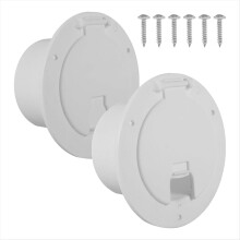 2-Pack, White RV Hatch Covers Round Electric Cable