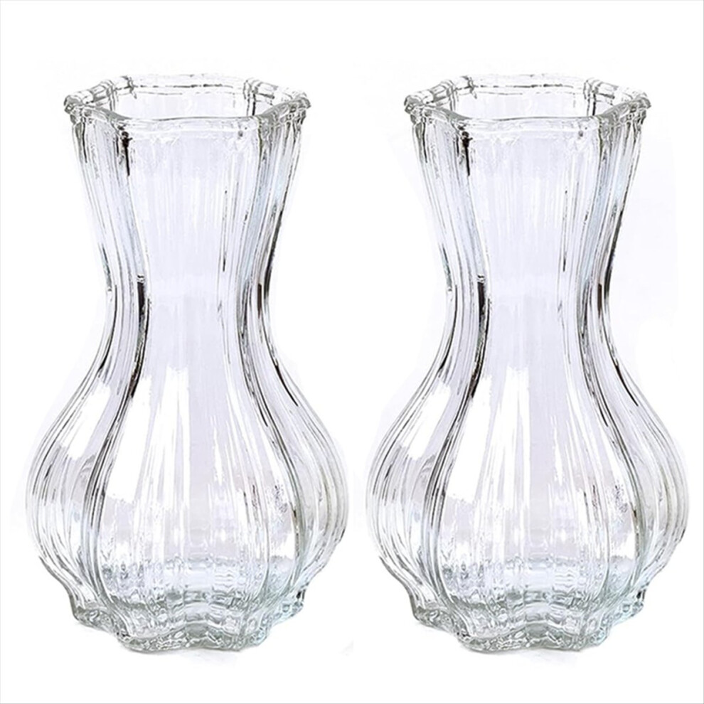 Vases for Flowers,2 Set Glass Vase,Ribbed Home Dec-image-OPC-PKSVSD8-NEW