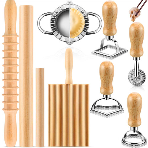 9 Pcs Pasta Making Tools Kit - Gnocchi-Brett, Cutt 1